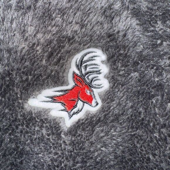 Blue 84 Fairfield Stags gray hooded teddy bear fleece 1/4 zip pullover L - Picture 10 of 10